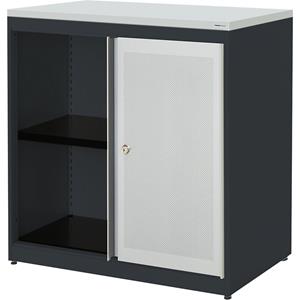 mauser Schuifdeurkast, akoestisch effect, kunststof blad, h x b x d = 830 x 800 x 432 mm, 1 legbord, antracietgrijs / lichtgrijs / lichtgrijs
