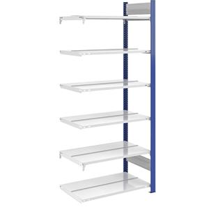 hofe Ordner-inhaakstelling, dubbelzijdig, hoogte 2000 mm, b x d = 750 x 600 mm, aanbouwstelling, blauw/grijs
