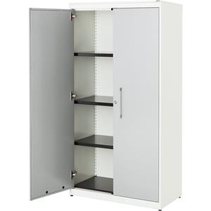 mauser Vleugeldeurkast, h x b = 1516 x 800 mm, stalen blad, 3 legborden, zuiver wit / blank aluminiumkleurig / zuiver wit