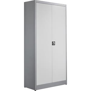mauser Vleugeldeurkast ARCOS, 4 legborden, h x b x d = 1950 x 950 x 420 mm, blank aluminiumkleurig / zuiverwit