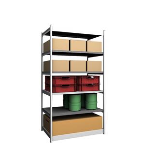 hofe Robuuste inhaakstelling, enkelzijdig, stellinghoogte 2500 mm, lichtgrijs / verzinkt, legbordbreedte 1325 mm, basisstelling, breedte x diepte = 1325 x 800 mm