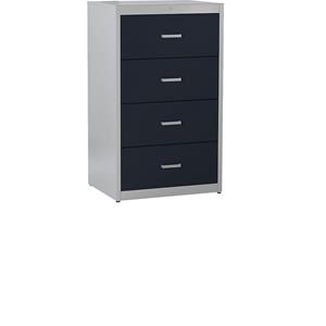 mauser Hangmappenkast met beugelgrepen, 4 laden, standaardsluiting, 2 rijen, blank aluminiumkleurig / antracietgrijs