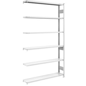 EUROKRAFTpro Magazijn inhaakstelling, grijs, h x b = 2500 x 1300 mm, met 6 stalen legborden, aanbouwstelling, vakdraagvermogen 200 kg, diepte 300 mm