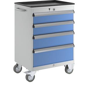 EUROKRAFTpro Ladekast, verrijdbaar, h x b x d = 850 x 600 x 450 mm, laden 2 x 125, 1 x 150, 1 x 200 mm
