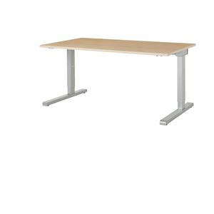 mauser Rechthoekige tafel, C-voet, b x d = 1600 x 800 mm, blad ahornhoutdecor, onderstel aluminiumkleurig