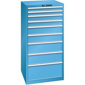 LISTA Ladekast met 9 laden, b x d x h = 717 x 725 x 1450 mm, lichtblauw