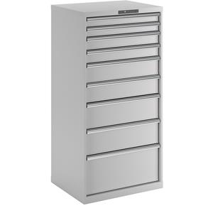 LISTA Ladekast met 9 laden, b x d x h = 717 x 725 x 1450 mm, lichtgrijs