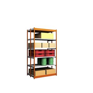 hofe Robuuste inhaakstelling, dubbelzijdig, stellinghoogte 2500 mm, oranje / verzinkt, legbordbreedte 1325 mm, basisstelling, breedte x diepte = 1325 x 400 mm