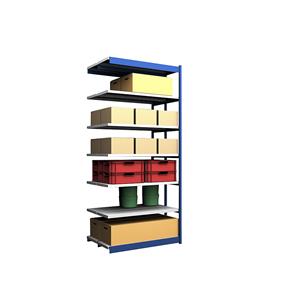 hofe Robuuste inhaakstelling, dubbelzijdig, stellinghoogte 3000 mm, blauw / verzinkt, legbordbreedte 1325 mm, aanbouwstelling, breedte x diepte = 1325 x 400 mm