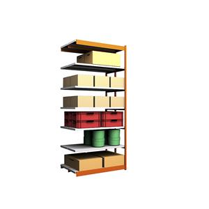 hofe Robuuste inhaakstelling, dubbelzijdig, stellinghoogte 3000 mm, oranje / verzinkt, legbordbreedte 1325 mm, aanbouwstelling, breedte x diepte = 1325 x 400 mm