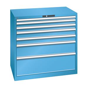 Lista Schubladenschrank, 7 Schubladen BxTxH 1023 x 725 x 1000 mm lichtblau