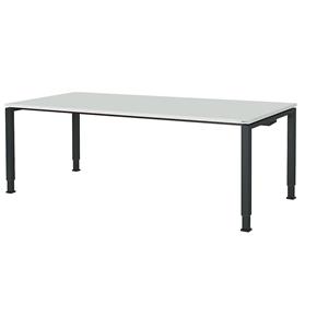 mauser Rechthoekige tafel, voetvorm van vierkante buis, h x b x d = 650 - 850 x 2000 x 900 mm, tafelblad kunststof gecoat, blad lichtgrijs, onderstel antracietgrijs