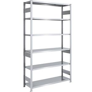 EUROKRAFTpro Magazijn inhaakstelling, verzinkt, h x b = 2500 x 1300 mm, met 6 stalen legborden, basisstelling, vakdraagvermogen 230 kg, diepte 500 mm