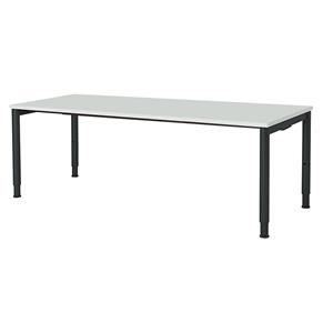 mauser Rechthoekige tafel, voetvorm van ronde buis, h x b = 650 - 850 x 2000 mm, blad lichtgrijs, onderstel antracietgrijs