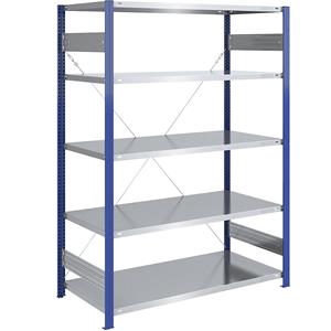 EUROKRAFTpro Magazijn-inhaakstelling, stellingstaander blauw, legbord verzinkt, h x b = 2000 x 1300 mm, basisstelling, diepte 800 mm