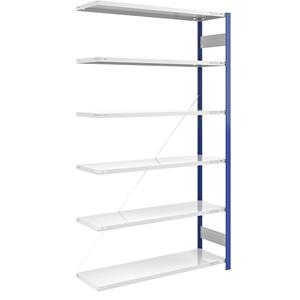 EUROKRAFTpro Magazijn-inhaakstelling, stellingstaander blauw, h x b = 2500 x 1300 mm, legbord lichtgrijs, aanbouwstelling, diepte 500 mm