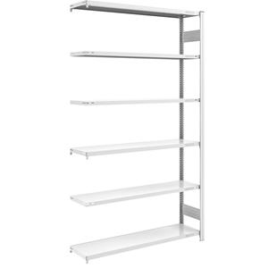 EUROKRAFTpro Magazijn inhaakstelling, grijs, h x b = 2500 x 1300 mm, met 6 stalen legborden, aanbouwstelling, vakdraagvermogen 180 kg, diepte 400 mm