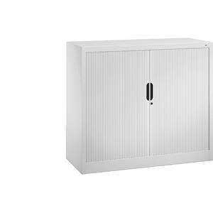 C+P Roldeurkast met horizontale roldeuren, h x b x d = 1030 x 1200 x 420 mm, 2 legborden, 2,5 ordnerhoogte, verkeerswit