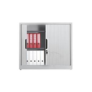 C+P Roldeurkast met horizontale roldeuren, h x b x d = 1030 x 1200 x 420 mm, 2 legborden, 2,5 ordnerhoogte, lichtgrijs