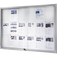 EUROKRAFTpro Vitrinekast, aluminium frame, schuifdeuren, 27 x A4, zeer brandvertragend, b x h x d = 1970 x 970 x 50 mm