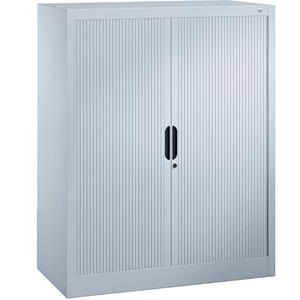 C+P Roldeurkast met horizontale roldeuren, h x b x d = 1230 x 1000 x 420 mm, 2 legborden, 3 ordnerhoogtes, lichtgrijs