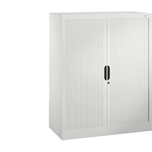 C+P Roldeurkast met horizontale roldeuren, h x b x d = 1230 x 1000 x 420 mm, 2 legborden, 3 ordnerhoogtes, verkeerswit