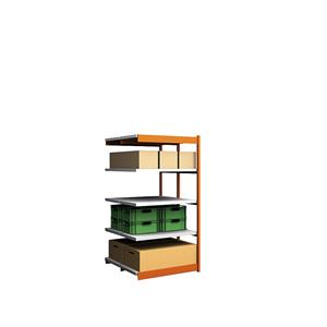 hofe Robuuste inhaakstelling, dubbelzijdig, stellinghoogte 2000 mm, oranje / verzinkt, legbordbreedte 1025 mm, aanbouwstelling, breedte x diepte = 1025 x 500 mm