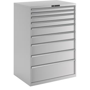 LISTA Ladenkast, plaatstaal, h x b = 1450 x 1023 mm, 9 laden, laadvermogen 75 kg, lichtgrijs