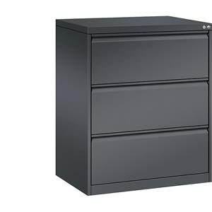 C+P Hangmappenkast ACURADO, 2 rijen, 3 laden, zwartgrijs