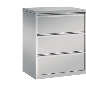 C+P Hangmappenkast ACURADO, 2 rijen, 3 laden, blank aluminiumkleurig
