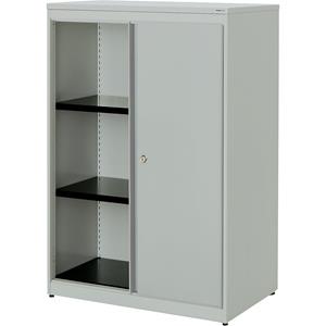 mauser Schuifdeurkast, h x b x d = 1180 x 800 x 432 mm, kunststof blad, 2 legborden, lichtgrijs / lichtgrijs / lichtgrijs
