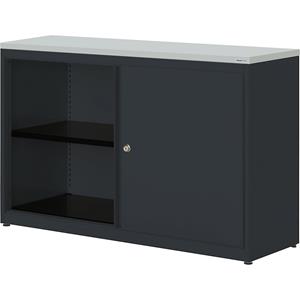 mauser Schuifdeurkast, h x b x d = 830 x 1200 x 432 mm, kunststof blad, 1 legbord, antracietgrijs / antracietgrijs / lichtgrijs