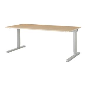 mauser Rechthoekige tafel, C-voet, b x d = 1800 x 800 mm, blad ahornhoutdecor, onderstel aluminiumkleurig