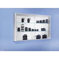 EUROKRAFTpro Schuifdeurvitrine, inwendige diepte 114 mm, b x h x d = 1000 x 1000 x 140 mm