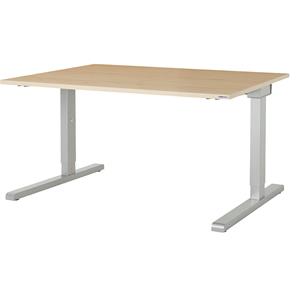mauser Rechthoekige tafel, C-voet, b x d = 1600 x 900 mm, blad ahornhoutdecor, onderstel aluminiumkleurig
