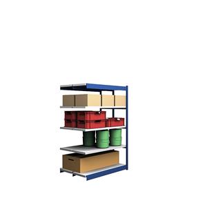 hofe Robuuste inhaakstelling, dubbelzijdig, stellinghoogte 2000 mm, blauw / verzinkt, legbordbreedte 1325 mm, aanbouwstelling, breedte x diepte = 1325 x 400 mm