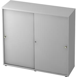 ANNY-AC - Schuifdeurkast met akoestische achterwand, 2 legborden, tussenwand, lichtgrijs