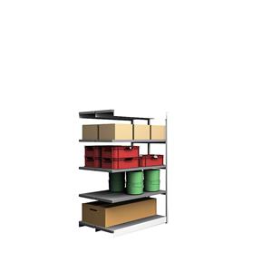 hofe Robuuste inhaakstelling, dubbelzijdig, stellinghoogte 2000 mm, lichtgrijs / verzinkt, legbordbreedte 1325 mm, aanbouwstelling, breedte x diepte = 1325 x 400 mm