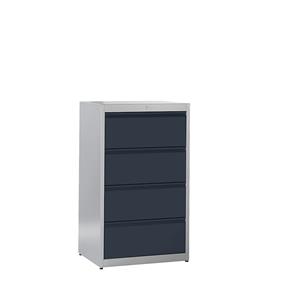 mauser Hangmappenkast met greeplijsten, 4 laden, 2 rijen, blank aluminiumkleurig / antracietgrijs
