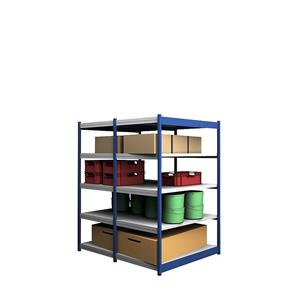 hofe Robuuste inhaakstelling, dubbelzijdig, stellinghoogte 2000 mm, blauw / verzinkt, legbordbreedte 1325 mm, basisstelling, breedte x diepte = 1325 x 800 mm