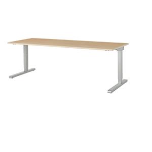 mauser Rechthoekige tafel, C-voet, b x d = 2000 x 800 mm, blad ahornhoutdecor, onderstel aluminiumkleurig