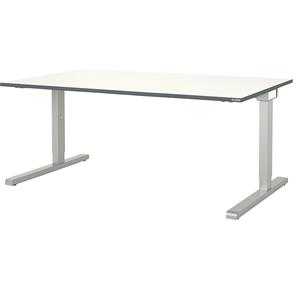 mauser Rechthoekige tafel, C-voet, b x d = 1800 x 900 mm, blad wit, onderstel aluminiumkleurig