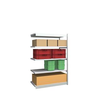 hofe Robuuste inhaakstelling, enkelzijdig, stellinghoogte 2000 mm, lichtgrijs / verzinkt, legbordbreedte 1325 mm, aanbouwstelling, breedte x diepte = 1325 x 600 mm