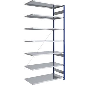 EUROKRAFTpro Magazijn-inhaakstelling, stellingstaander blauw, legbord verzinkt, h x b = 3000 x 1300 mm, aanbouwstelling, diepte 800 mm