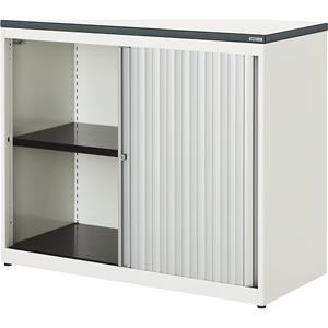 mauser Roldeurkast, h x b x d = 830 x 1000 x 432 mm, kunststof blad, 1 legbord, zuiver wit / aluminiumkleurig / wit