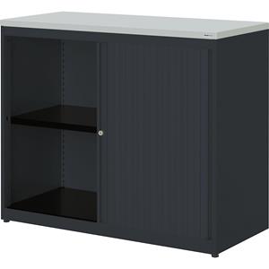 mauser Roldeurkast, h x b x d = 830 x 1000 x 432 mm, kunststof blad, 1 legbord, antracietgrijs / antracietgrijs / lichtgrijs