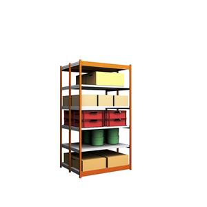 hofe Robuuste inhaakstelling, dubbelzijdig, stellinghoogte 2500 mm, oranje / verzinkt, legbordbreedte 1325 mm, basisstelling, breedte x diepte = 1325 x 500 mm