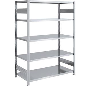 EUROKRAFTpro Magazijn inhaakstelling, verzinkt, h x b = 2000 x 1300 mm, met 5 stalen legborden, basisstelling, vakdraagvermogen 240 kg, diepte 800 mm