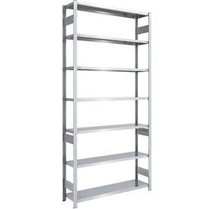 EUROKRAFTpro Magazijn inhaakstelling, verzinkt, h x b = 3000 x 1300 mm, met 7 stalen legborden, basisstelling, vakdraagvermogen 180 kg, diepte 400 mm