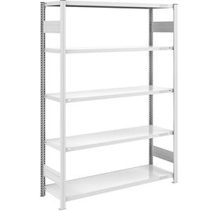 EUROKRAFTpro Magazijn inhaakstelling, grijs, h x b = 2000 x 1300 mm, met 5 stalen legborden, basisstelling, vakdraagvermogen 185 kg, diepte 500 mm